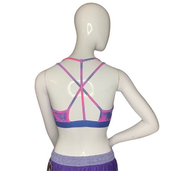 Puma Yogini Strappy Sport Bra Dry Cell Size SX Pink and Blue - Picture 2 of 10
